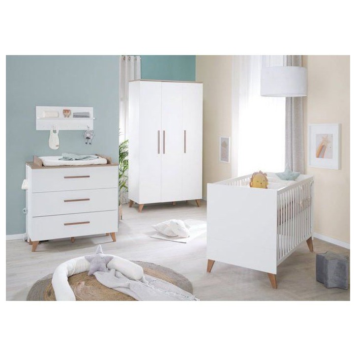 Commode a langer - ROBA - OLE - 3 tiroirs - Chene foncé / blanc Commode a langer - ROBA - OLE - 3 tiroirs - Chene foncé / blanc