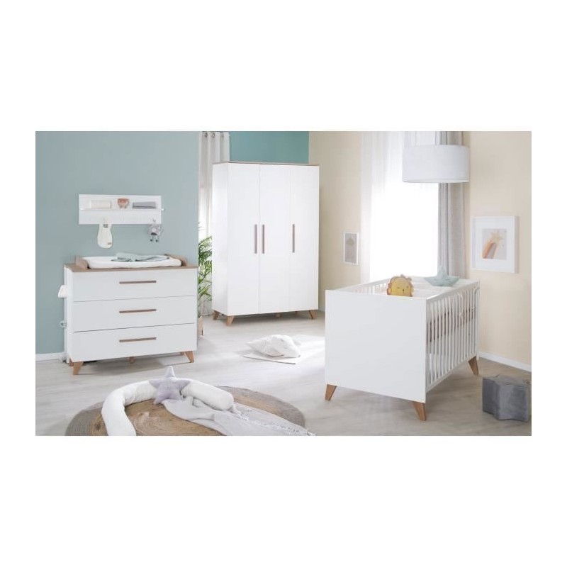 Chambre bébé complete : Lit évolutif 70 x 140 cm + commode a langer