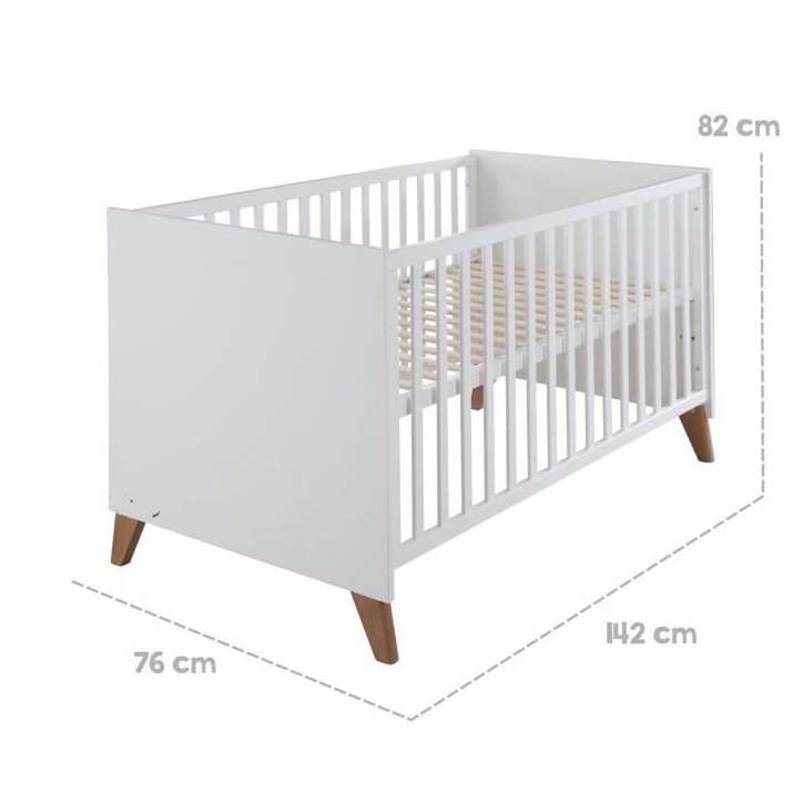 Chambre bébé complete : Lit évolutif 70 x 140 cm + commode a langer + armoire 3 portes - OLE - ROBA - Chene foncé / Blanc Chambre bébé complete : Lit évolutif 70 x 140 cm + commode a langer + armoire 3 portes - OLE - ROBA - Chene foncé / Blanc