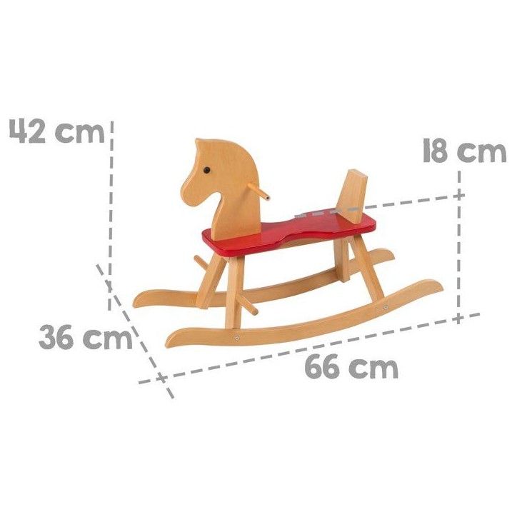 Cheval a bascule en bois - ROBA - Arceau de protection amovible - Naturel / Rouge Cheval a bascule en bois - ROBA - Arceau de protection amovible - Naturel / Rouge