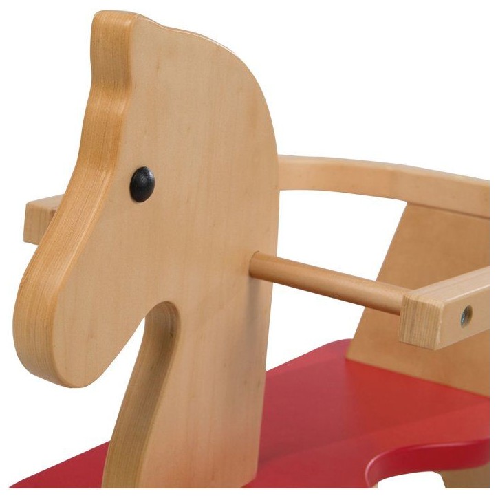 Cheval a bascule en bois - ROBA - Arceau de protection amovible - Naturel / Rouge Cheval a bascule en bois - ROBA - Arceau de protection amovible - Naturel / Rouge
