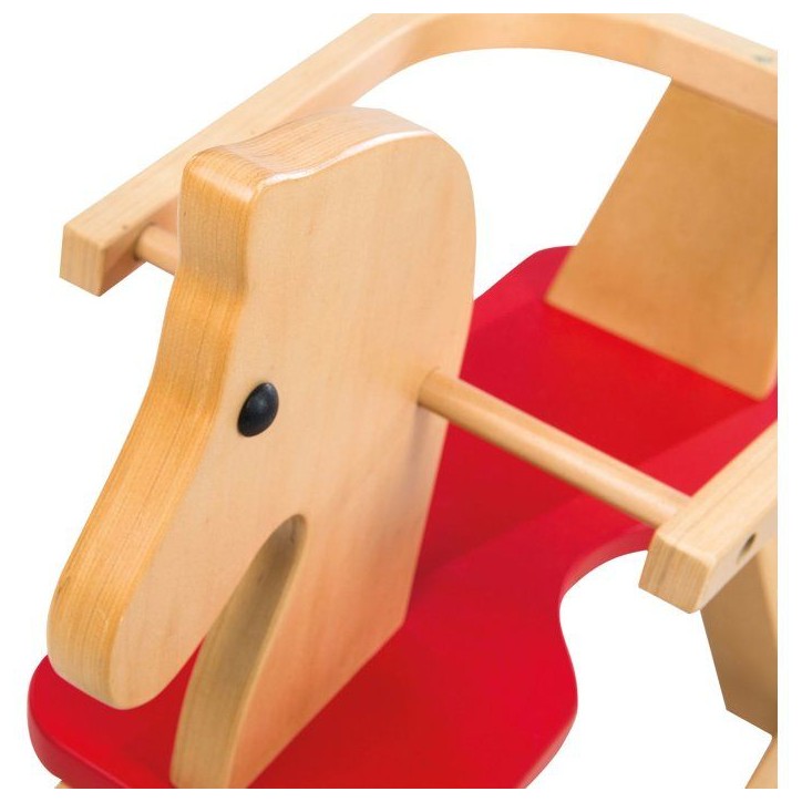 Cheval a bascule en bois - ROBA - Arceau de protection amovible - Naturel / Rouge Cheval a bascule en bois - ROBA - Arceau de protection amovible - Naturel / Rouge