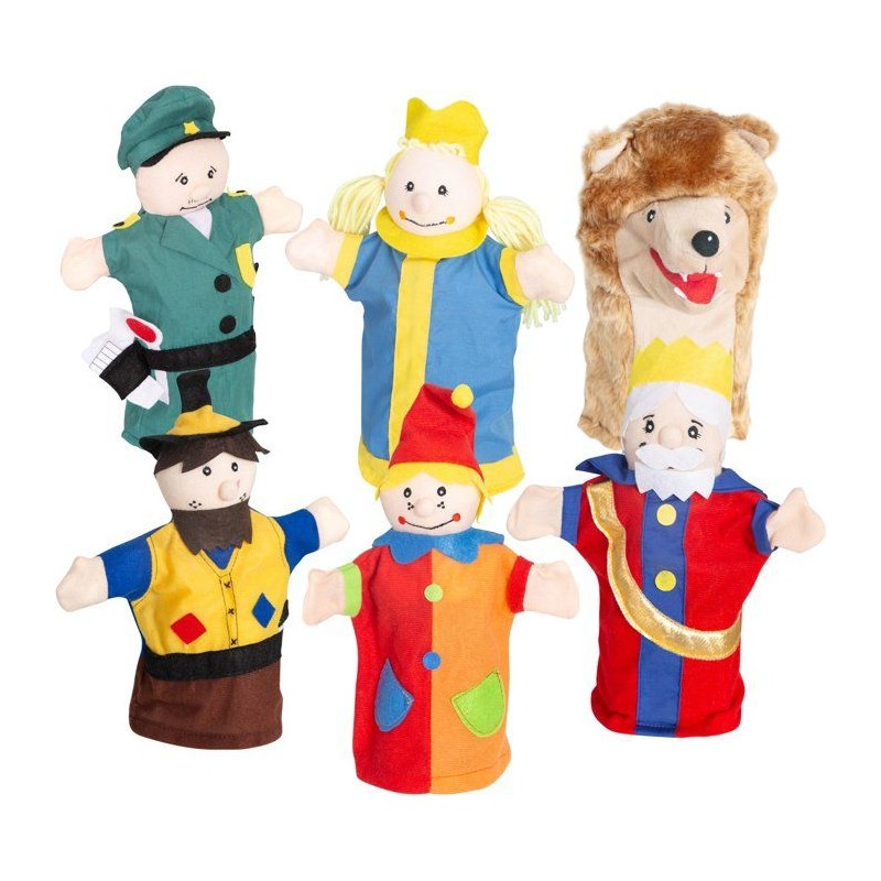 Set de 6 marionnettes a main - ROBA - Tissu punch et judy pour théât