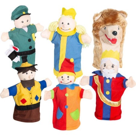 Set de 6 marionnettes a main - ROBA - Tissu punch et judy pour théât