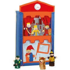 Théâtre de marionnettes en bois et tissu - ROBA - Avec 6 marionnette