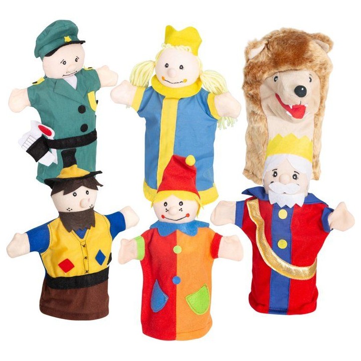 Théâtre de marionnettes en bois et tissu - ROBA - Avec 6 marionnettes a main - Rouge / Bleu / Orange Théâtre de marionnettes en bois et tissu - ROBA - Avec 6 marionnettes a main - Rouge / Bleu / Orange