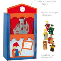 Théâtre de marionnettes en bois et tissu - ROBA - Avec 6 marionnette