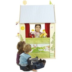 Maisonnette 4-en-1 - ROBA - Bois - 4 faces : Théâtre de marionnette,