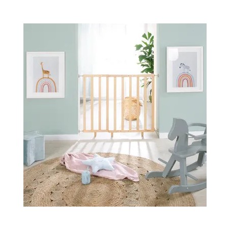 Barriere de sécurité bébé - ROBA - Pour porte et escalier - De 62 a 105 cm - Bois naturel