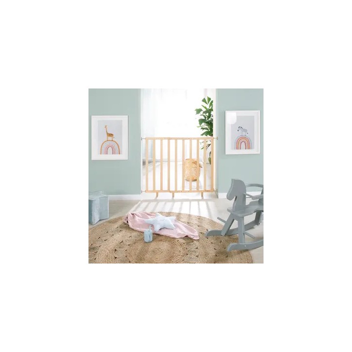 Barriere de sécurité bébé - ROBA - Pour porte et escalier - De 62 a 105 cm - Bois naturel