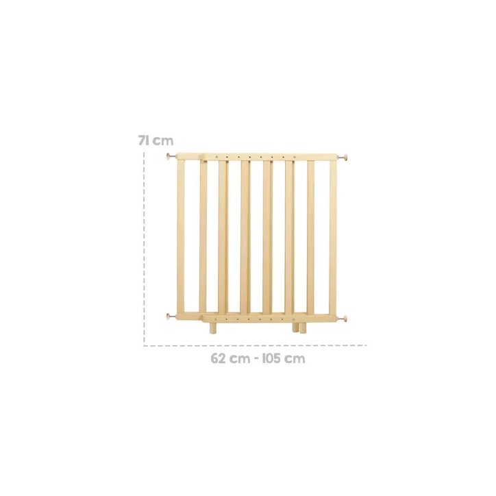 Barriere de sécurité bébé - ROBA - Pour porte et escalier - De 62 a 105 cm - Bois naturel