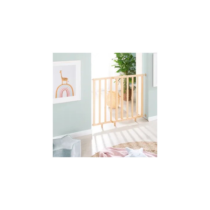 Barriere de sécurité bébé - ROBA - Pour porte et escalier - De 62 a 105 cm - Bois naturel
