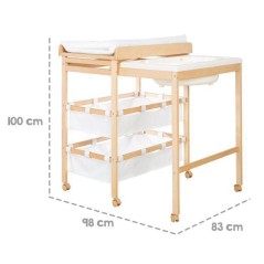 Table a langer extensible avec baignoire - ROBA - BABY POOL - Matelas