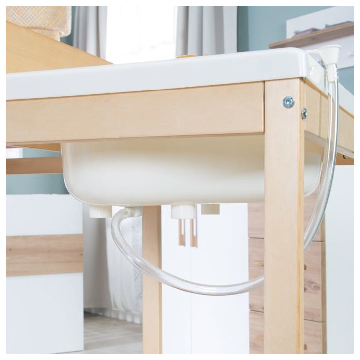 Table a langer extensible avec baignoire - ROBA - BABY POOL - Matelas a langer 'Roba Style' blanc inclus - Bois naturel Table a langer extensible avec baignoire - ROBA - BABY POOL - Matelas a langer 'Roba Style' blanc inclus - Bois naturel