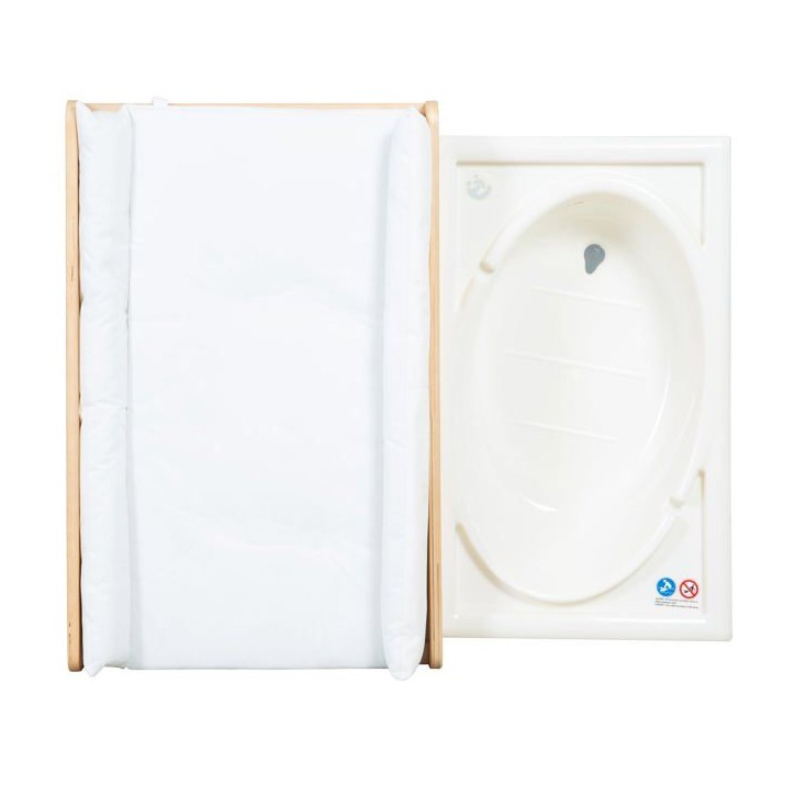Table a langer extensible avec baignoire - ROBA - BABY POOL - Matelas a langer 'Roba Style' blanc inclus - Bois naturel Table a langer extensible avec baignoire - ROBA - BABY POOL - Matelas a langer 'Roba Style' blanc inclus - Bois naturel