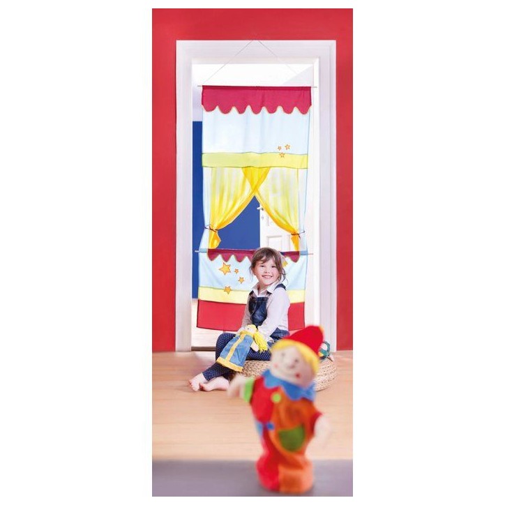 Castelet de marionnettes a suspendre - ROBA - Décor cirque rouge, jaune Castelet de marionnettes a suspendre - ROBA - Décor cirque rouge, jaune