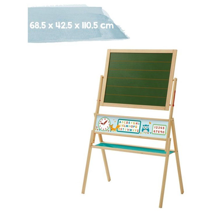 Tableau rotatif double face - ROBA - Avec craie et magnétique ABC Hibou - 68,5 x 42,5 x 110,5 cm - Vert / Naturel Tableau rotatif double face - ROBA - Avec craie et magnétique ABC Hibou - 68,5 x 42,5 x 110,5 cm - Vert / Naturel