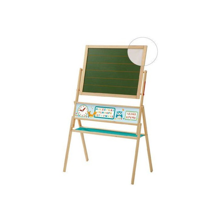Tableau rotatif double face - ROBA - Avec craie et magnétique ABC Hibou - 68,5 x 42,5 x 110,5 cm - Vert / Naturel Tableau rotatif double face - ROBA - Avec craie et magnétique ABC Hibou - 68,5 x 42,5 x 110,5 cm - Vert / Naturel