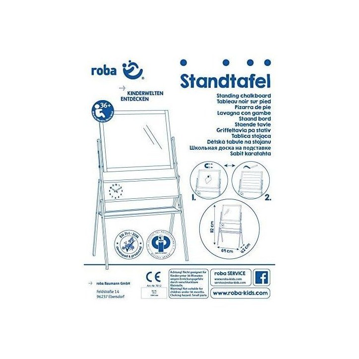 Tableau rotatif double face - ROBA - Avec craie et magnétique ABC Hibou - 68,5 x 42,5 x 110,5 cm - Vert / Naturel Tableau rotatif double face - ROBA - Avec craie et magnétique ABC Hibou - 68,5 x 42,5 x 110,5 cm - Vert / Naturel