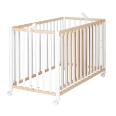 Lit bébé pliant - 60 x 120 cm - ROBA - FOLD UP - Roulettes - Bois /