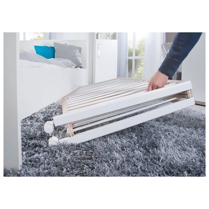 Lit bébé pliant - 60 x 120 cm - ROBA - FOLD UP - Roulettes - Bois / Blanc Lit bébé pliant - 60 x 120 cm - ROBA - FOLD UP - Roulettes - Bois / Blanc