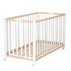 Lit bébé pliant - 60 x 120 cm - ROBA - FOLD UP - Roulettes - Bois /