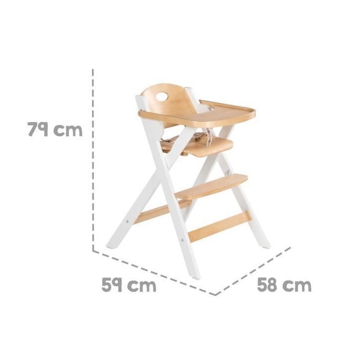 Chaise haute pliable - ROBA - FOLD UP SMART - Plateau repas + harnais de sécurité - Bois / Blanc Chaise haute pliable - ROBA - FOLD UP SMART - Plateau repas + harnais de sécurité - Bois / Blanc