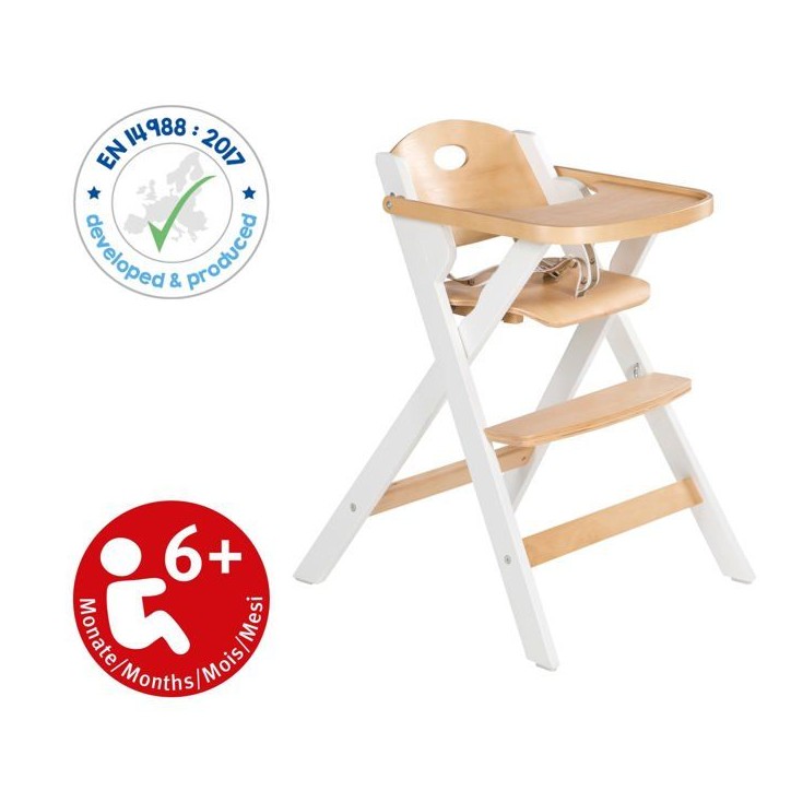 Chaise haute pliable - ROBA - FOLD UP SMART - Plateau repas + harnais de sécurité - Bois / Blanc Chaise haute pliable - ROBA - FOLD UP SMART - Plateau repas + harnais de sécurité - Bois / Blanc