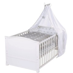 Lit bébé évolutif - 70 x 140 cm - ROBA - LITTLE STARS - Avec accessoires - Blanc