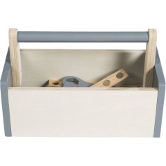 Boite a outils en bois pour enfant - ROBA - 22 pieces - Naturel, gris