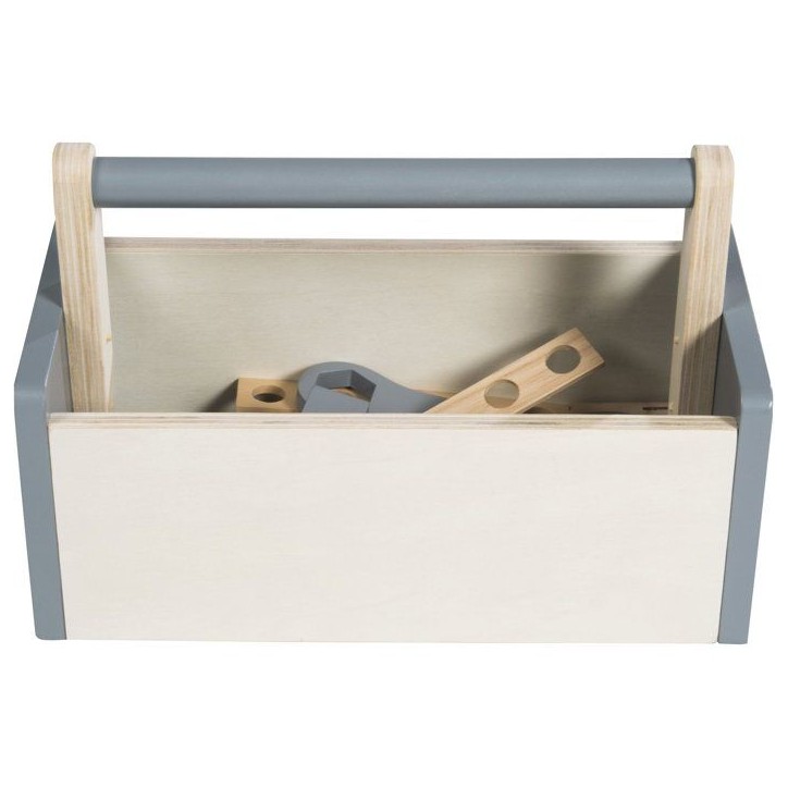 Boite a outils en bois pour enfant - ROBA - 22 pieces - Naturel, gris et blanc Boite a outils en bois pour enfant - ROBA - 22 pieces - Naturel, gris et blanc