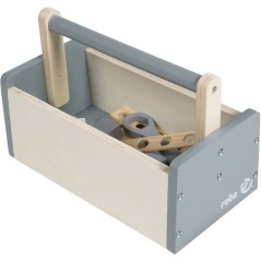 Boite a outils en bois pour enfant - ROBA - 22 pieces - Naturel, gris