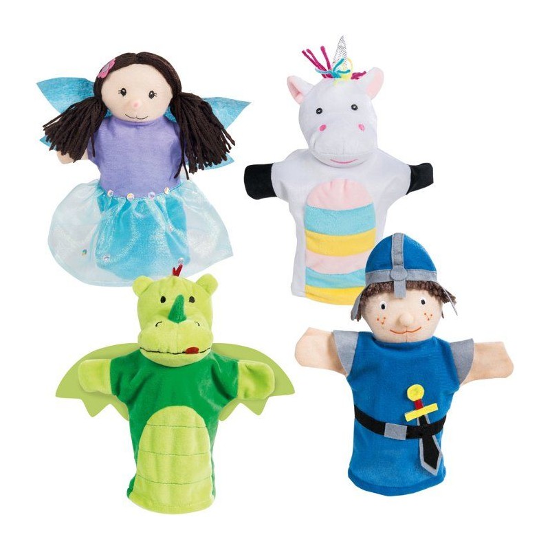 Set de 4 marionnettes a main - ROBA - Fée enchanteresse, Licorne en p