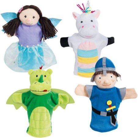 Set de 4 marionnettes a main - ROBA - Fée enchanteresse, Licorne en p