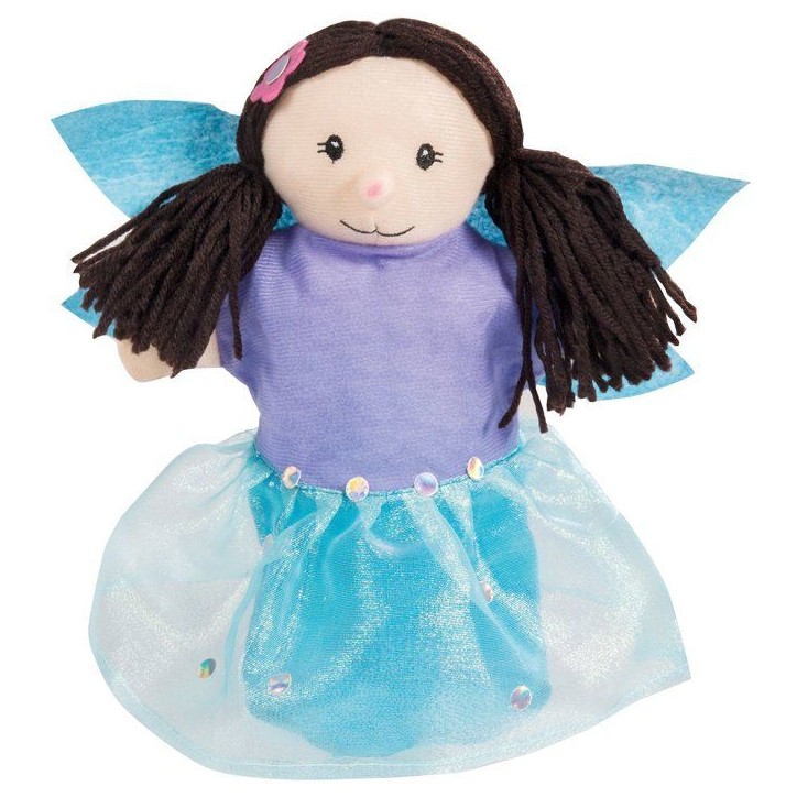 Set de 4 marionnettes a main - ROBA - Fée enchanteresse, Licorne en peluche, Dragon et Fier chevalier - Vert / Bleu / Turquoise