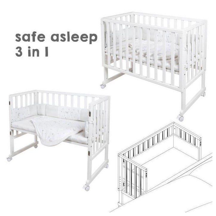 Berceau cododo 3-en-1 - ROBA - SAFE ASLEEP - Equipement 'Sternenzauber' inclus - Blanc Berceau cododo 3-en-1 - ROBA - SAFE ASLEEP - Equipement 'Sternenzauber' inclus - Blanc