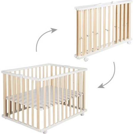 Parc bébé pliant - ROBA - 75 x 100 cm - Réglable en hauteur - Roule
