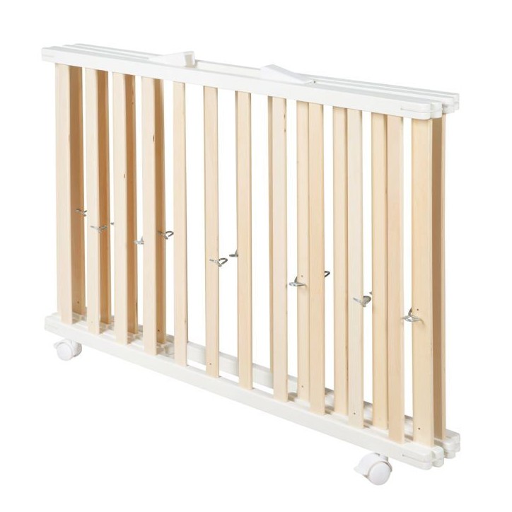 Parc bébé pliant - ROBA - 75 x 100 cm - Réglable en hauteur - Roulettes - Bois / Blanc Parc bébé pliant - ROBA - 75 x 100 cm - Réglable en hauteur - Roulettes - Bois / Blanc