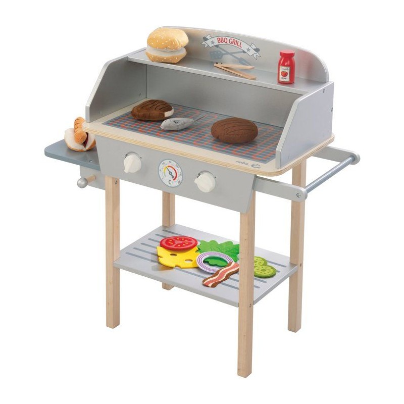 Cuisine barbecue pour enfant - ROBA - Bois massif - 14 accessoires - G