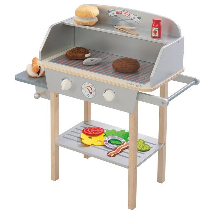 Cuisine barbecue pour enfant - ROBA - Bois massif - 14 accessoires - Gris / Naturel Cuisine barbecue pour enfant - ROBA - Bois massif - 14 accessoires - Gris / Naturel