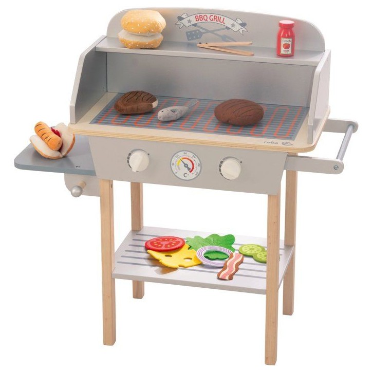 Cuisine barbecue pour enfant - ROBA - Bois massif - 14 accessoires - Gris / Naturel Cuisine barbecue pour enfant - ROBA - Bois massif - 14 accessoires - Gris / Naturel