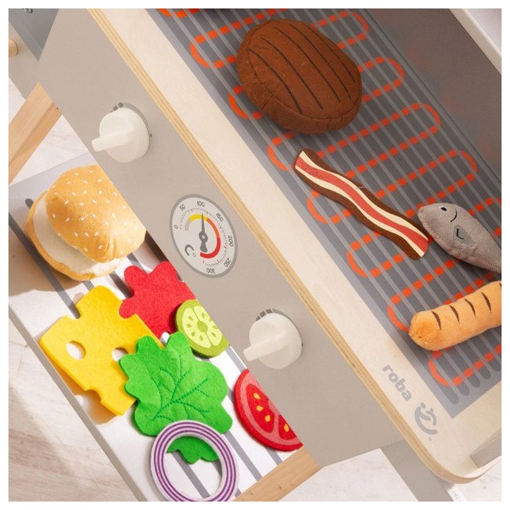 Cuisine barbecue pour enfant - ROBA - Bois massif - 14 accessoires - Gris / Naturel Cuisine barbecue pour enfant - ROBA - Bois massif - 14 accessoires - Gris / Naturel