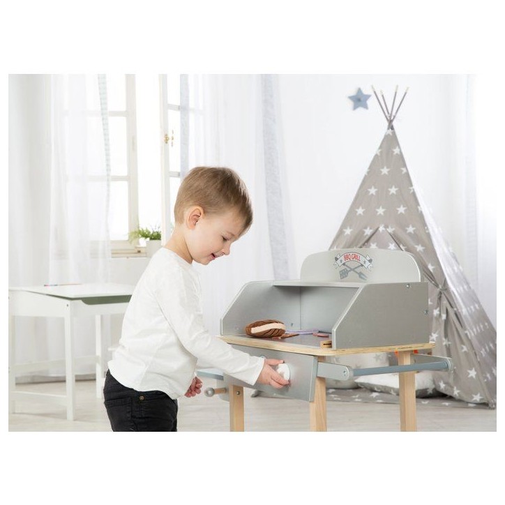 Cuisine barbecue pour enfant - ROBA - Bois massif - 14 accessoires - Gris / Naturel Cuisine barbecue pour enfant - ROBA - Bois massif - 14 accessoires - Gris / Naturel