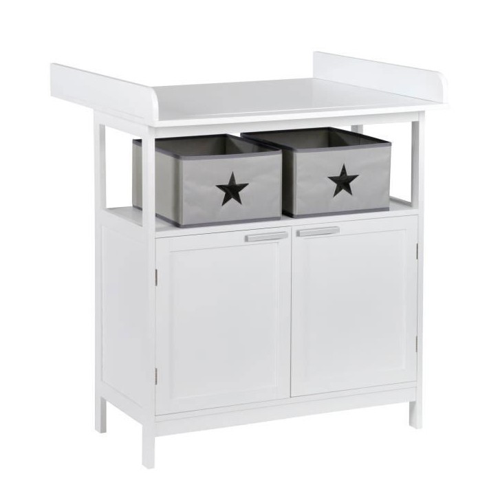 Commode a langer - ROBA - HAMBURG - 2 portes + 2 boîtes de rangement - Blanc Commode a langer - ROBA - HAMBURG - 2 portes + 2 boîtes de rangement - Blanc