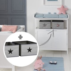 Commode a langer - ROBA - HAMBURG - 2 portes + 2 boîtes de rangement - Blanc