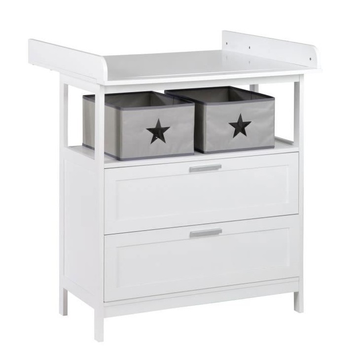 Commode a langer - ROBA - HAMBURG - 2 tiroirs + 2 boîtes de rangement - Blanc Commode a langer - ROBA - HAMBURG - 2 tiroirs + 2 boîtes de rangement - Blanc
