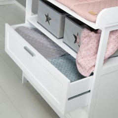 Commode a langer - ROBA - HAMBURG - 2 tiroirs + 2 boîtes de rangement - Blanc