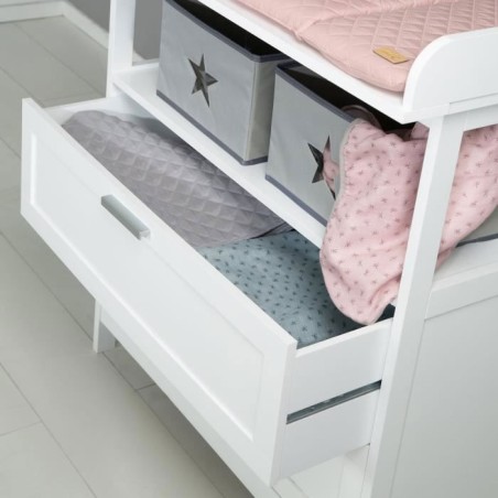 Commode a langer - ROBA - HAMBURG - 2 tiroirs + 2 boîtes de rangement - Blanc