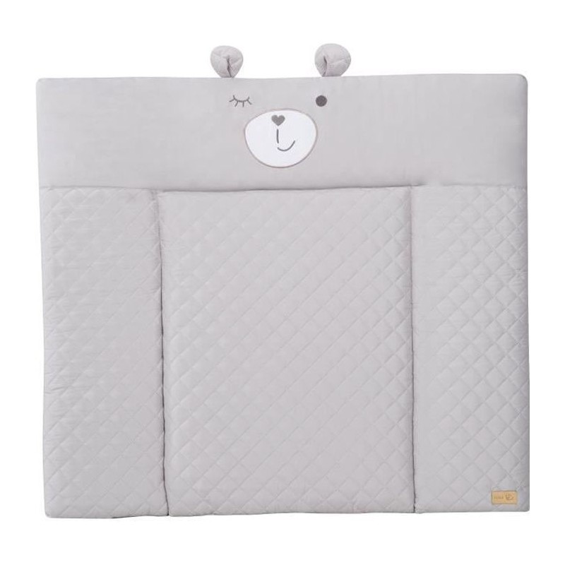 Matelas a langer - ROBA - Visage d'ours Sammy - 85 x 75 cm - Gris