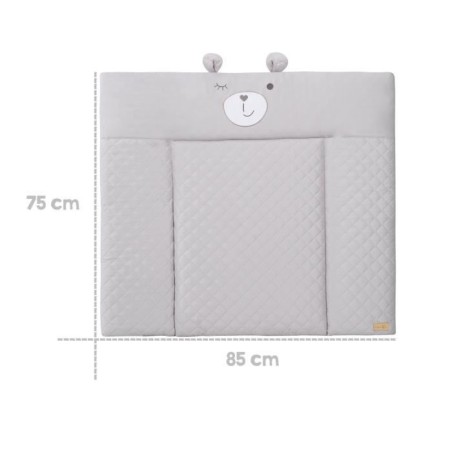Matelas a langer - ROBA - Visage d'ours Sammy - 85 x 75 cm - Gris